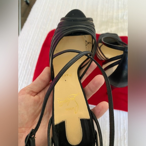 Christian Louboutin Black Filamenta 120 Open Toe Heels Size 38.5 - Picture 12 of 17